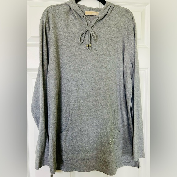 Michael Kors Tops - Michael Kors Heather Gray Pullover Hooded Long Sleeve Tunic with Front Pocket